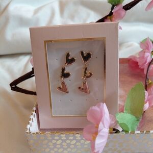 Gold-tone 3 Heart Dangle Earrings. 1.5" Approx. NWT